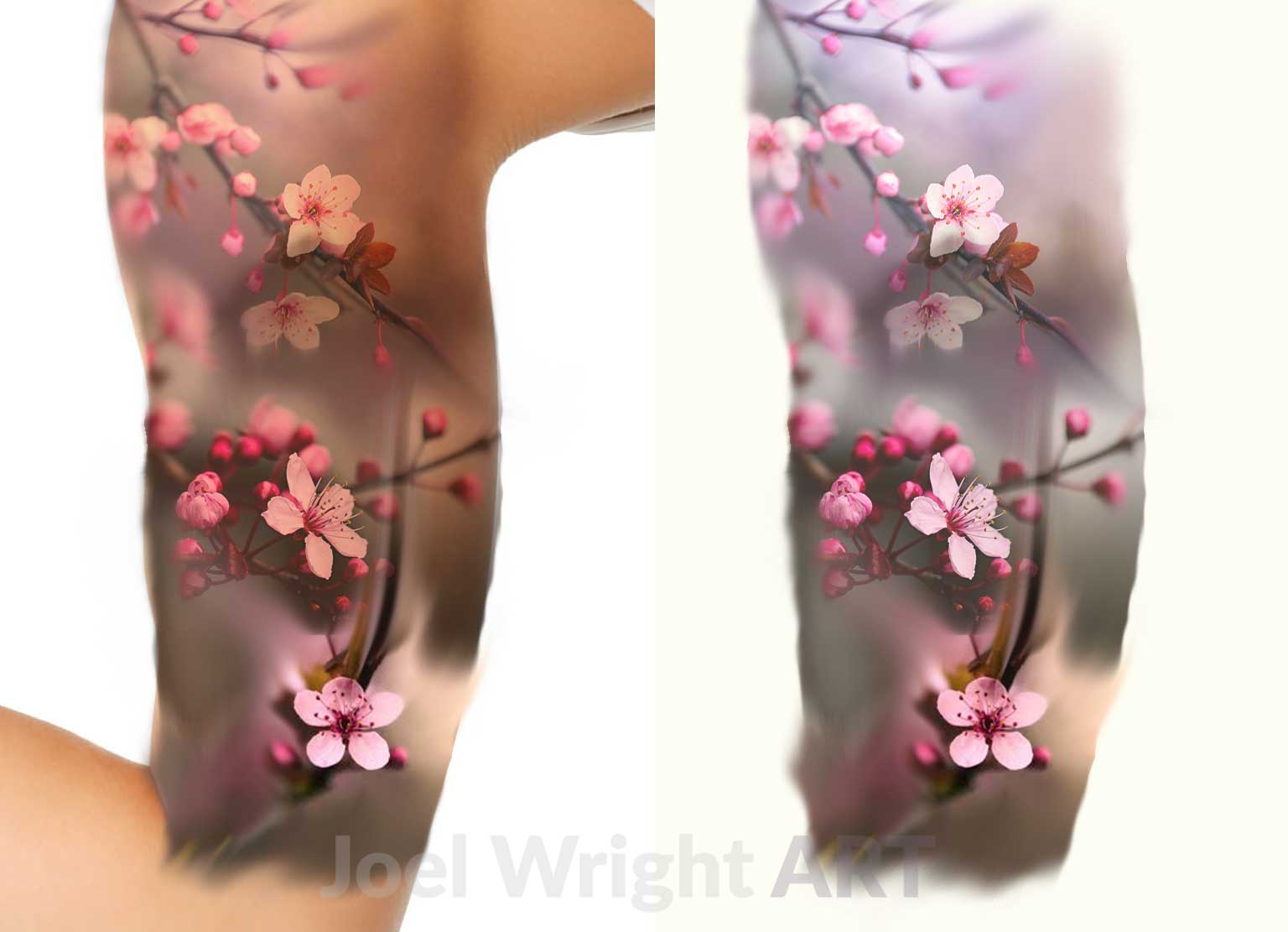 cherry blossom sleeve tattoo