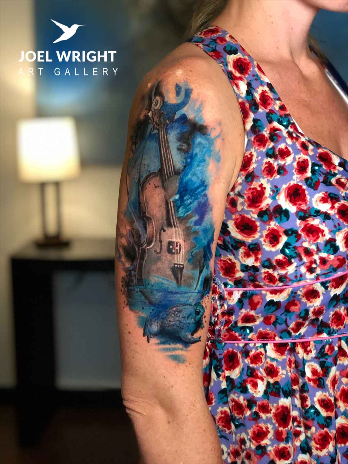 abstract watercolor tattoo sleeve